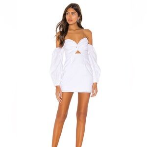 Superdown Flynn Ruched Sleeve Dress in white.